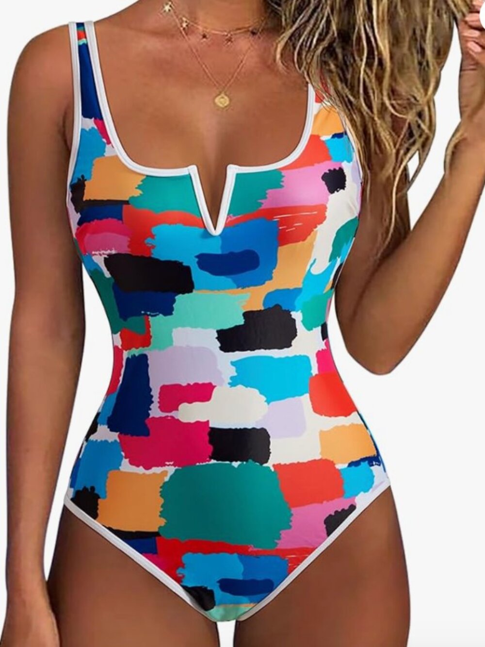 Suukess Women On Piece Multi-color Swimsuit/Bathing Suit
